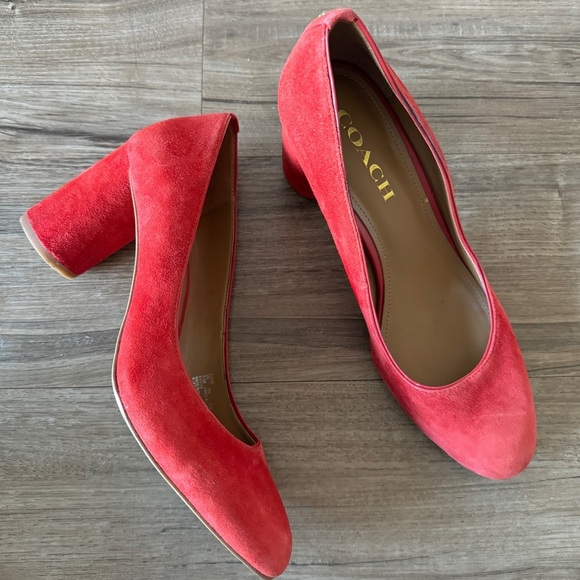 Coach Georgina Red Suede Pump Size 8.5 heels - Picture 1 of 11